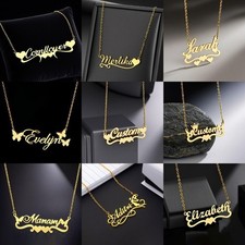 Women Personalized Letter Pendant 18K Gold Stainless Steel Custom Name Necklace