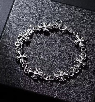 Gothic Cross Chain Bracelet Silver Tone Grunge Y2K Streetwear Jewelry