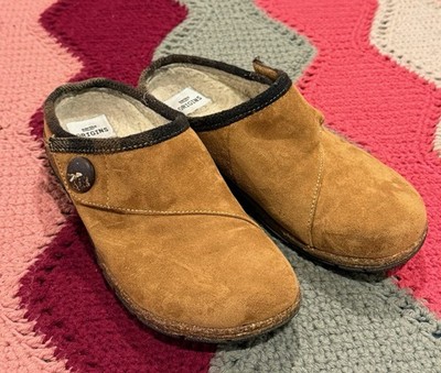 Earth Origins Ezzy Women's Brown Suede Faux Fur Lined Clogs Comfort Shoes Sz 10