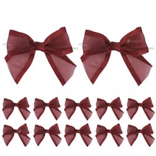 12 PCS Burgundy Organza Bows 4 Inch Premade Twist Tie Crafts Gift Wrap Baskets