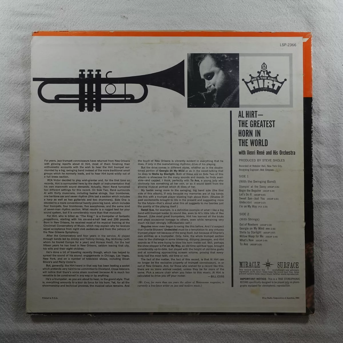 Lot of 8 Al Hirt Vinyl, LP The Greatest Horn In The World Al (He's The King)