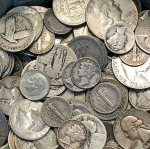 Over 7 grams 90% SILVER Mercury Dimes Not Culls
