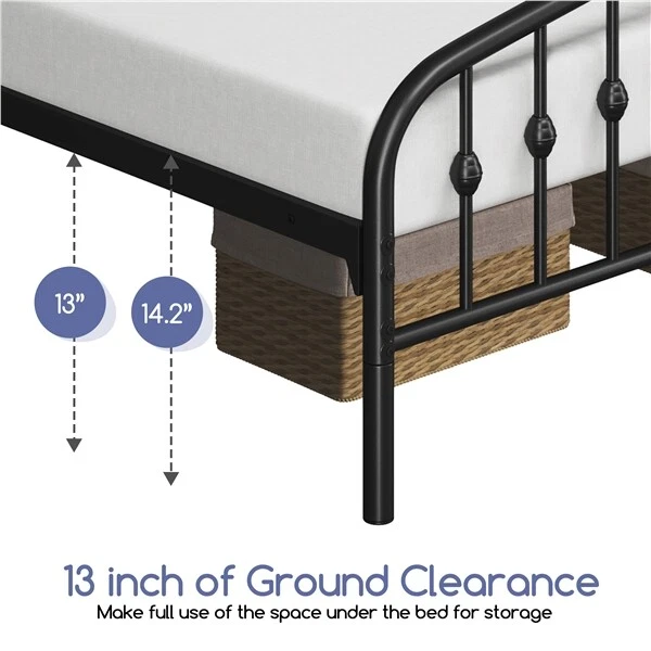 Marco de cama doble/completo/queen plataforma de metal cama con cabecero/piel arqueado Foto 4 de 4