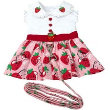 Doggie Design Dog Dress with Matching Leash Strawberry Picnic Sizes M-L-XL NEW