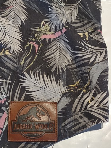 Camicia Jurassic World uomo SM grigia con bottoni dinosauri film tropicale - Foto 4 di 5