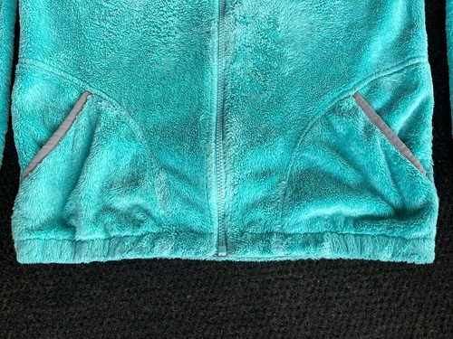 Girls North Face Hooded Fleece Jacket Coat Size L 14/16 Teal Blue Gray - Picture 2 of 6