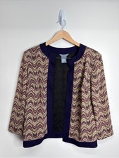 Koret Jacket Womens Open Front Size 10 Purple/tan