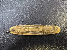 Vintage Brass ARNEX STAINLESS COWBOY RAILROAD TRAIN BRASS 2 blade pocket knife