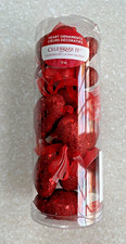 Celebrate It Valentines Red Glitter Heart Ornaments with Ribbon - 12 Ornaments