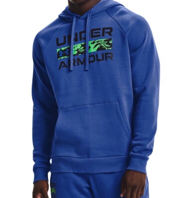 Under Armour Men s Fleece Big Logo Poolover Hoodie Blue Size M New
