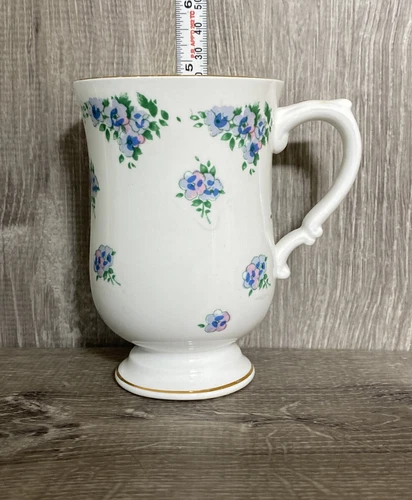 Royal Victoria Pedestal Mug Pattern ROV3 Fine Bone China England Blue Pink