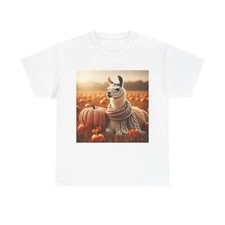 Unisex Adult T Shirt Llama in a Cozy Cable-Knit Scarf