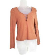 COTTON ON Womens T-Shirt Small Long sleeve V-Neck Knit Textured Soft Casual