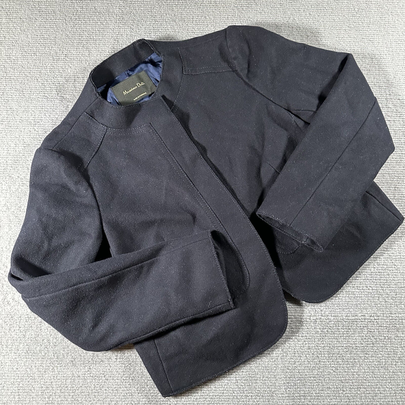 Massimo Dutti Womens Wool Jacket Button Pockets Italian Fabric Size 8 Medium