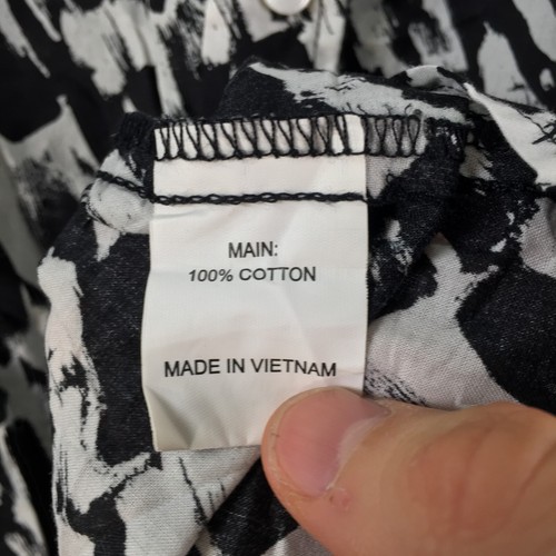 Trent Nathan womens button up shirt size 12 black white geometric cotton 107208 - Picture 4 of 8