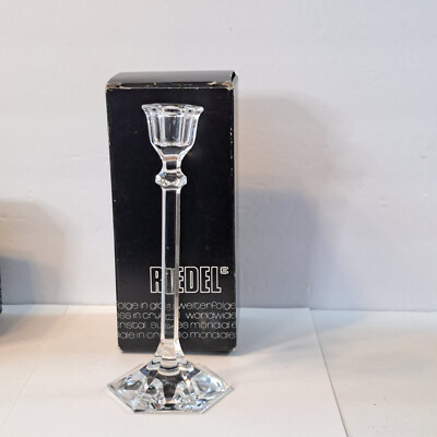 Vintage JR Riedel Crystal Candle Sticks 8  Candleholders Marked Candlestick