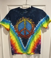 2012 Liquid Blue Peace Mushrooms Shrooms Rainbow Tie Dye Multicolor Shirt-Medium