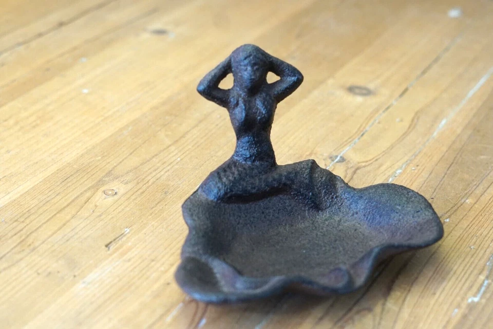 Деревенское мыльное блюдо монета русалка морской декор для ванной пляжный домик чугун - Изображение 2 из 4