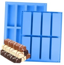 Premium 2-Pack Granola Bar Silicone Mold - Create Delicious Treats with Blue