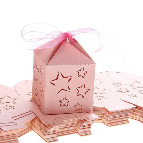 50 Pcs Baby Shower Party Favor Gifts Candy Boxes Hollow Out - Afbeelding 1 van 8