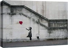 24"x36"-Banksy Graffiti Art Red Balloon Girl Canvas Wall Art Decor