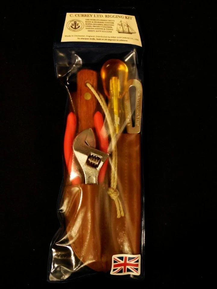Captain Currey Deluxe 5-Pc Rigging Knife, Marlinspike Tool Kit w/ Leather Sheath - Image 4 of 4