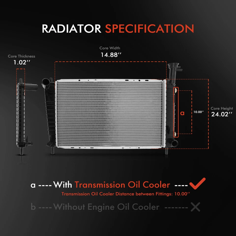 Radiator for Ford Taurus Mercury Sable 1986-1995 Lincoln Continental 1988-1994 - Image 2 of 4