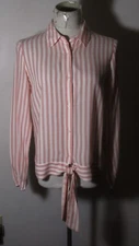 LAUREN CONRAD Pink Long Sleeve Rope Tie Shirt Size S NWT