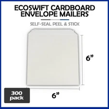 300 - 6x6 "EcoSwift" Brand Self Seal Cardboard CD/DVD Envelope Mailers 6" x 6"