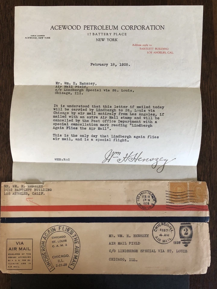 US Stamps Air Mail Cover 1928 Lindbergh - Image 2 of 2