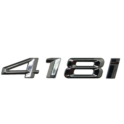 Silber Chrom 418i Heck Kofferraum Flach Auto Abzeichen Emblem Buchstabe Nummer für BMW