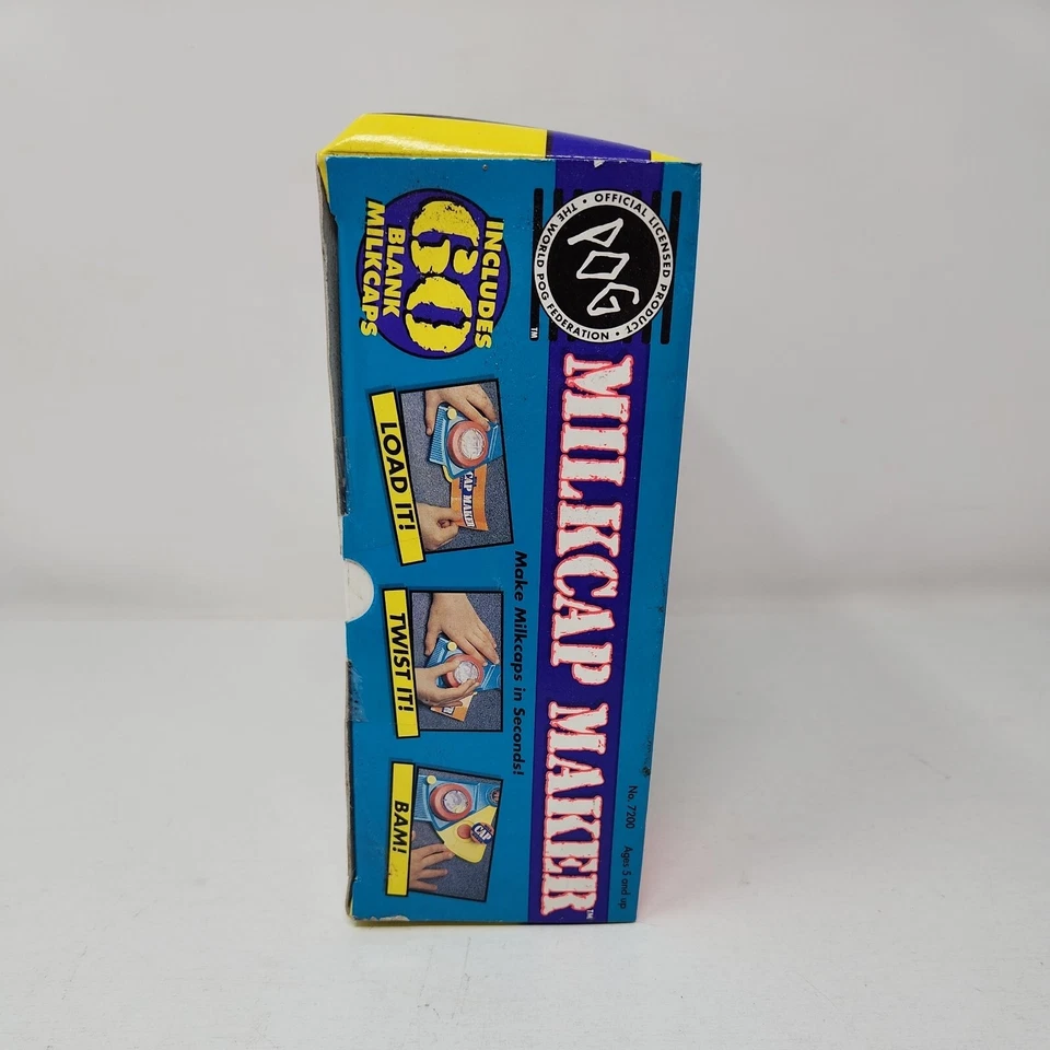 Official Pog Milkcap Maker 1995 Retro Toy Boxed MACHINE & Pogz Pogs Milk Caps - Image 4 of 4