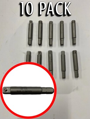 10 PACK 1/4 hex to 1/4 sq.dr. bit drill / socket  adapter 50mm Made in Germany