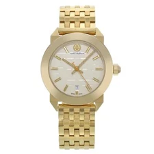 Tory Burch Whitney Yellow Gold Tone Cream Dial Steel Quartz Ladies Watch TRB8002