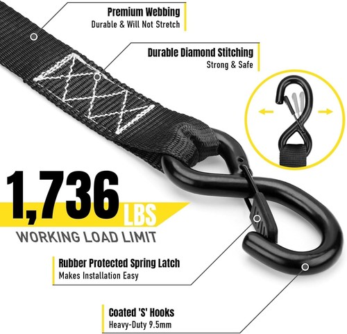 Premium Ratchet Tie Down Straps – 4500 lbs Load Capacity, Anti-Rust Design - Picture 6 of 9