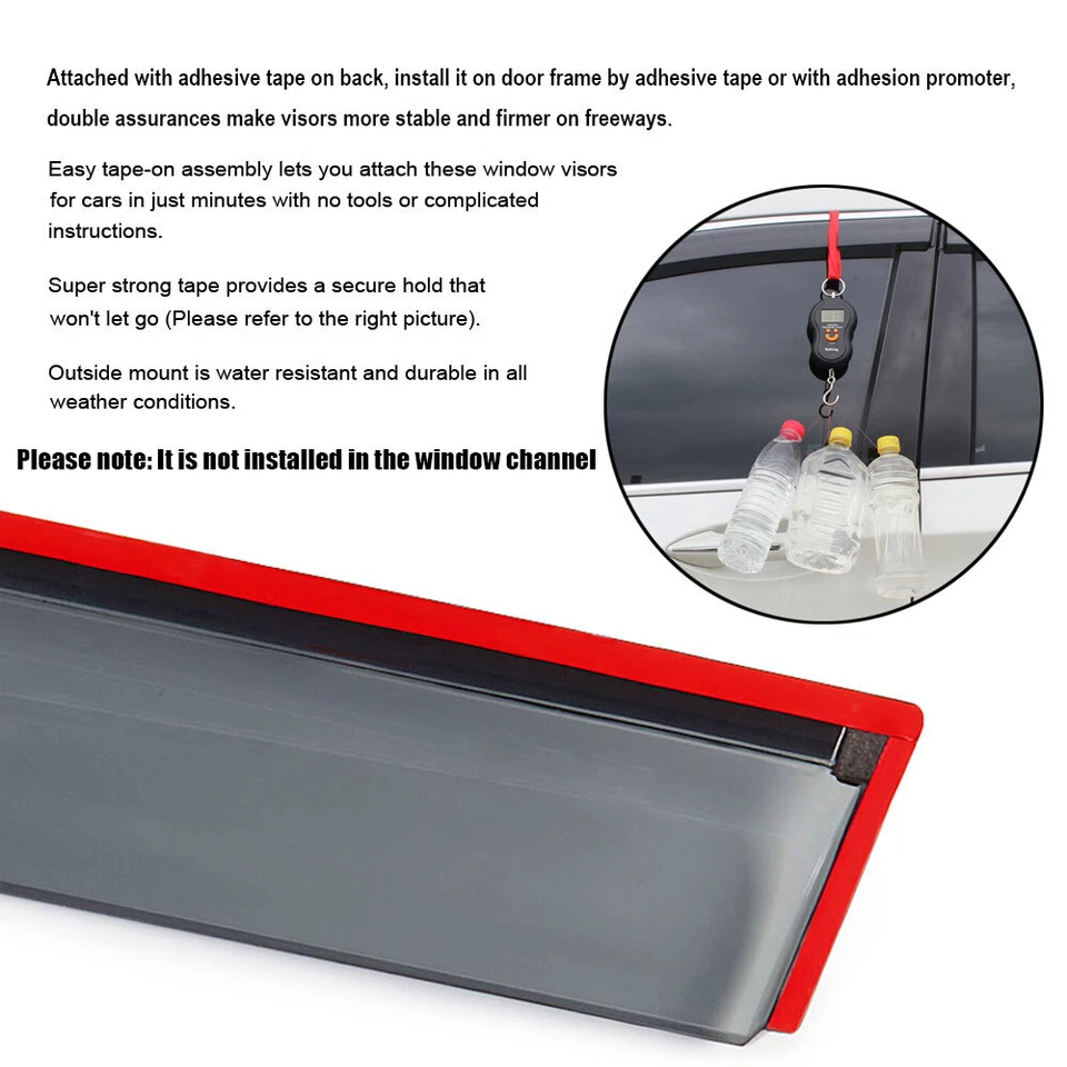 Protectores de lluvia protector solar viseras de ventana deflectores para Infiniti QX80 2014-2024 Foto 3 de 4