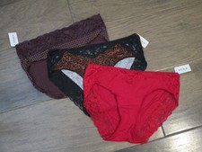 3-PACK SOMA EMBRACEABLE LACE HIPSTER PANTIES IN DOT/ANIMAL/RED SIZE LARGE