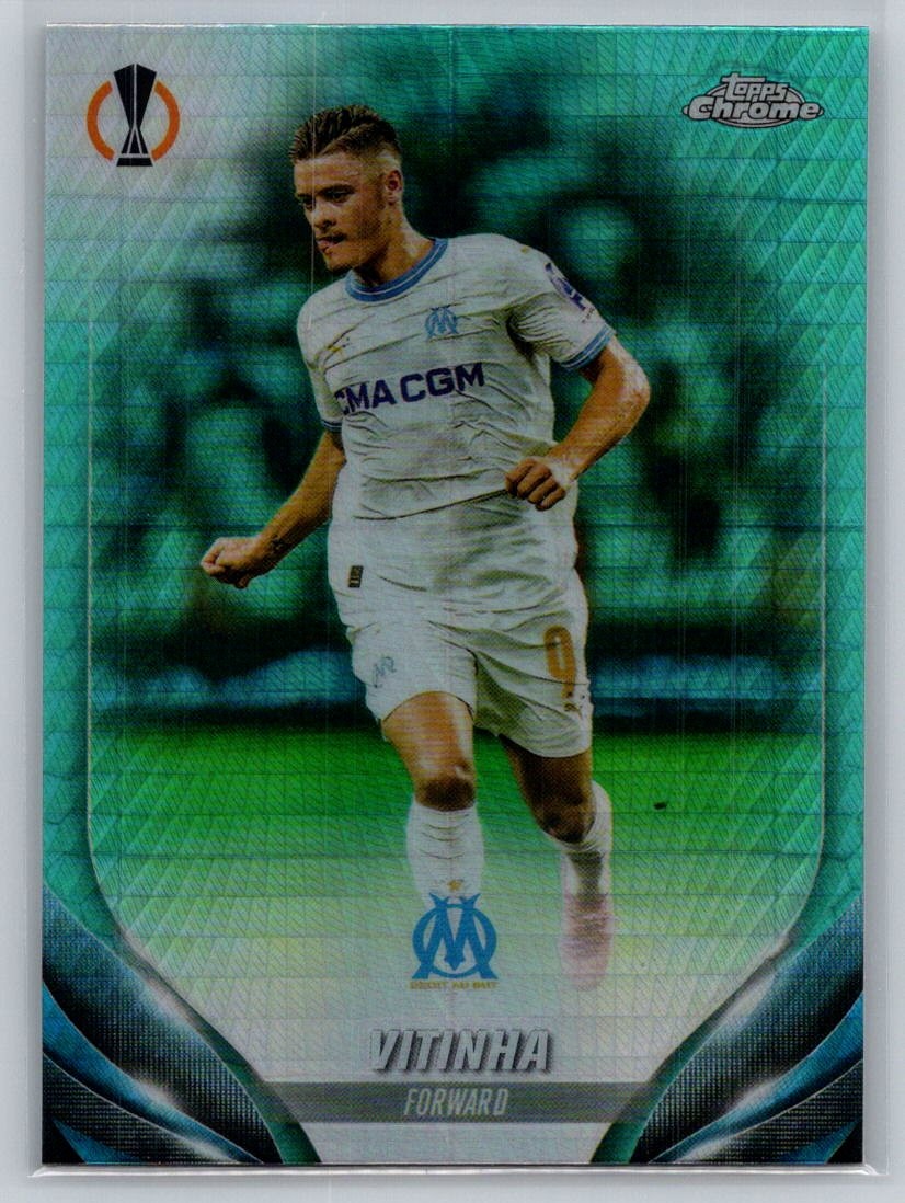 2023-24 Topps Chrome UEFA Club Competitions #135 Vitinha Aqua Prism Refractor