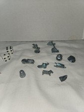 Monopoly Board Game Pieces 11 Tokens and Dice ONLY Car Hat Shoe Money Iron Ship