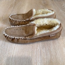 LL Bean Wicked Good Womens size 8 shoes Brown Suede Shearling Lined slippers
