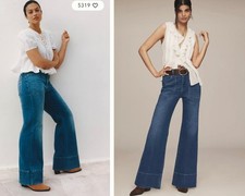 NWT Anthropologie PILCRO Rylan Relaxed HIGH RISE Flare Jeans ESKOLAITE WASH 27