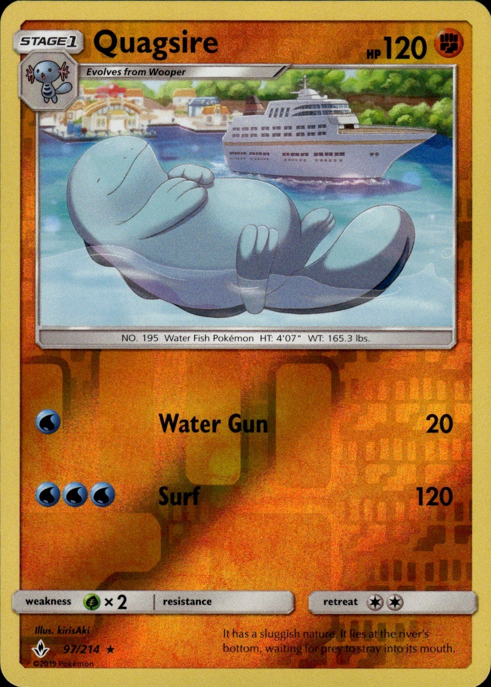Quagsire Rare SM Unbroken Bonds 97/214 Fighting Reverse Holo Pokemon Card
