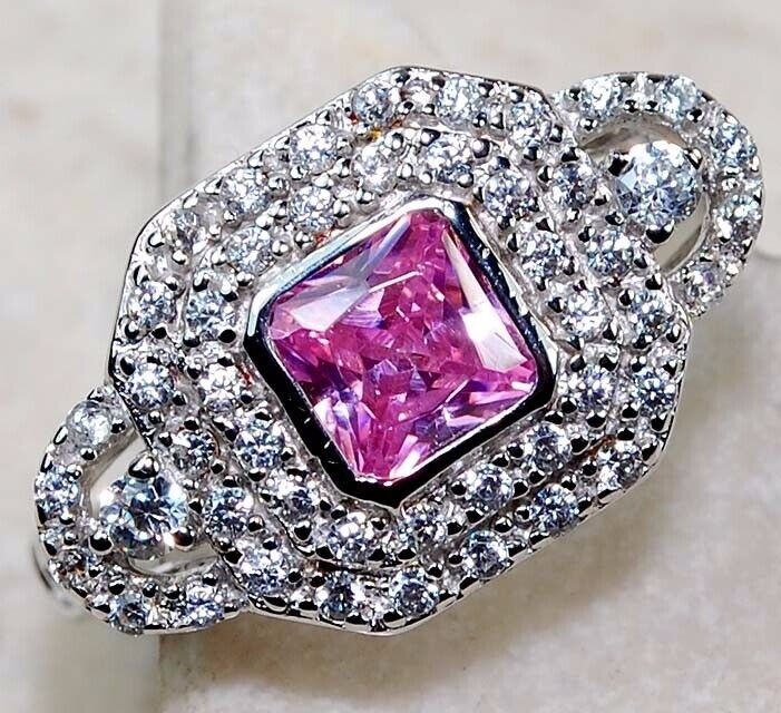 2CT Heat Treated Pink Topaz 925 Sterling Silver Ring Jewelry Sz 6 G1-1