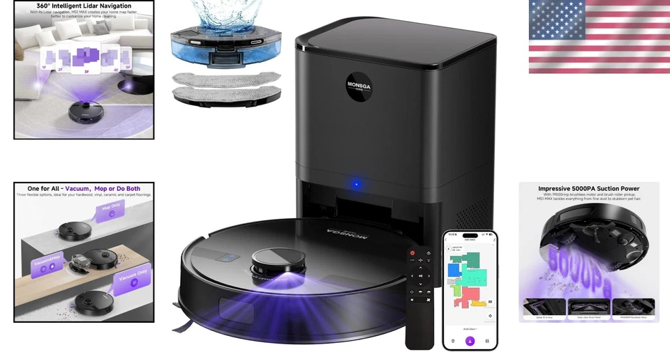 Precision Lidar Navigation Robot Vacuum, 180min Runtime - Image 2 of 4