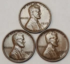 1938 P D S Lincoln Wheat Cents, (3) Penny Lot, Great For Albums - LH-38A