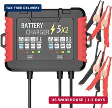 2 Bank Onboard Battery Charger, 10A 5A/Bank 12V IP68 Waterproof Marine Battery