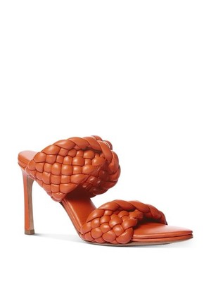 BOTTEGA VENETA Womens Orange Curve Almond Stiletto Slip On Heeled Mules Shoes 37