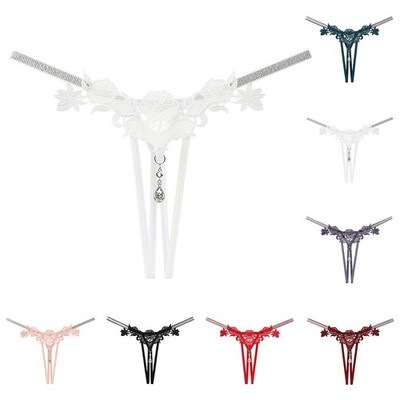 Flirty Transparent Spitze Tanga Höschen Perlen G String Unterwäsche Dessous