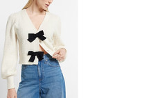 new EXPRESS textured cozy bow front cardigan sweater top xs