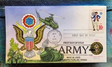 Peterman Hand Painted ARMY Sc.#6010, Continental Army Sc.# 1565 Dual First Day